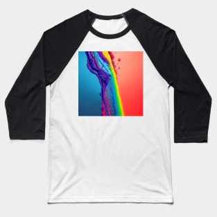 Liquid Colors Flowing Infinitely - Heavy Texture Swirling Thick Wet Paint - Abstract Inspirational Rainbow Drips Baseball T-Shirt